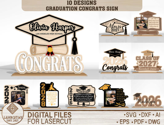Graduation Congrats Sign SVG Laser Cut File for Glowforge and LightBurn