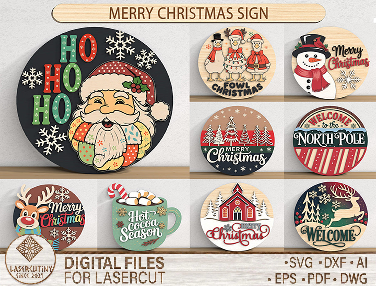 Merry Christmas Door Sign SVG Bundle 1