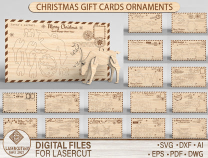 Christmas Gift Card Holder SVG Bundle 16 Laser Cut Designs