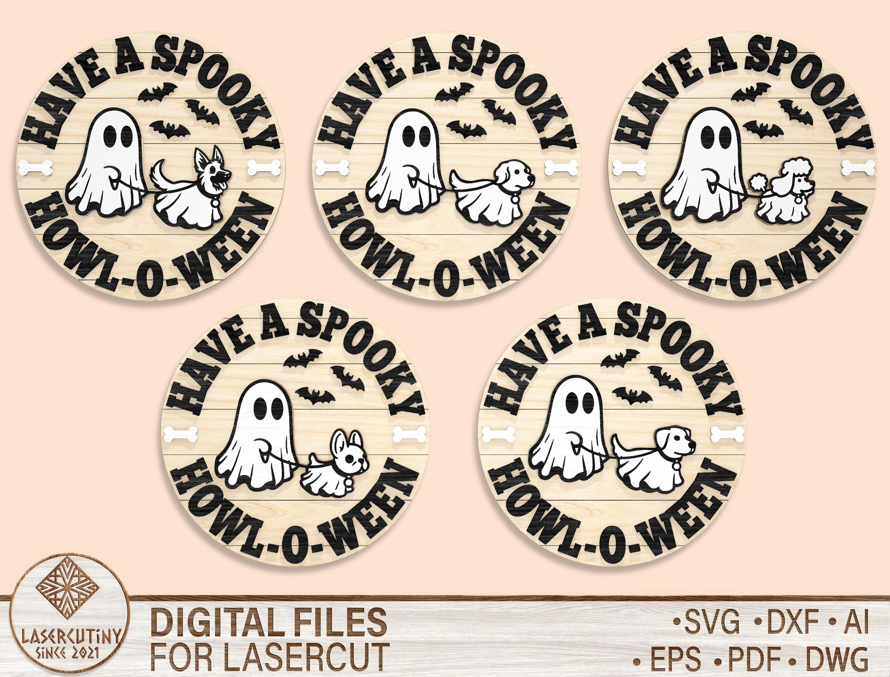 Spooky Ghost Dog Door Sign SVG Bundle