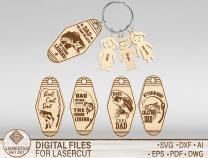 Father’s Day Fishing Keychain SVG Laser Cut File for Glowforge and xTool
