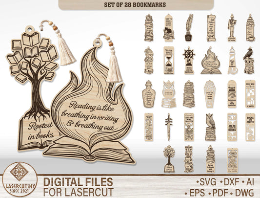 Bookmark SVG Bundle 28 Designs for Glowforge and xTool