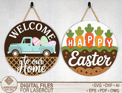 Easter Truck Farmhouse Door Sign SVG Welcome Home Carrot for Glowforge