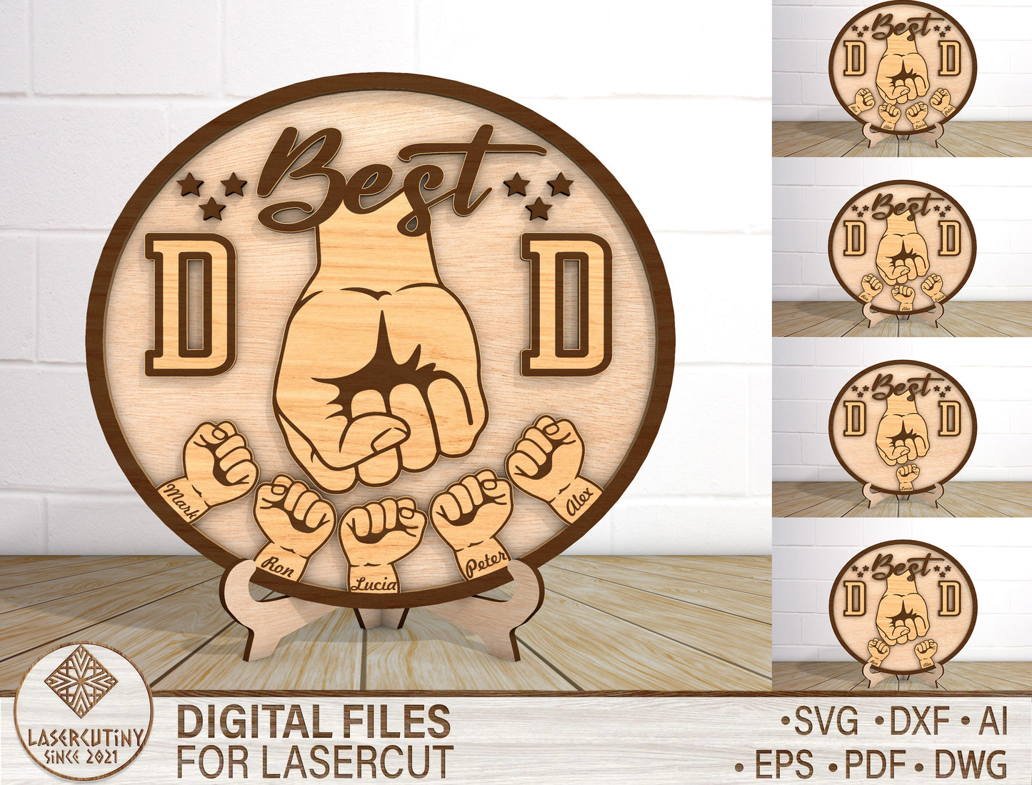 Best Dad Fist Bump Sign SVG Laser Cut File for xTool and LightBurn
