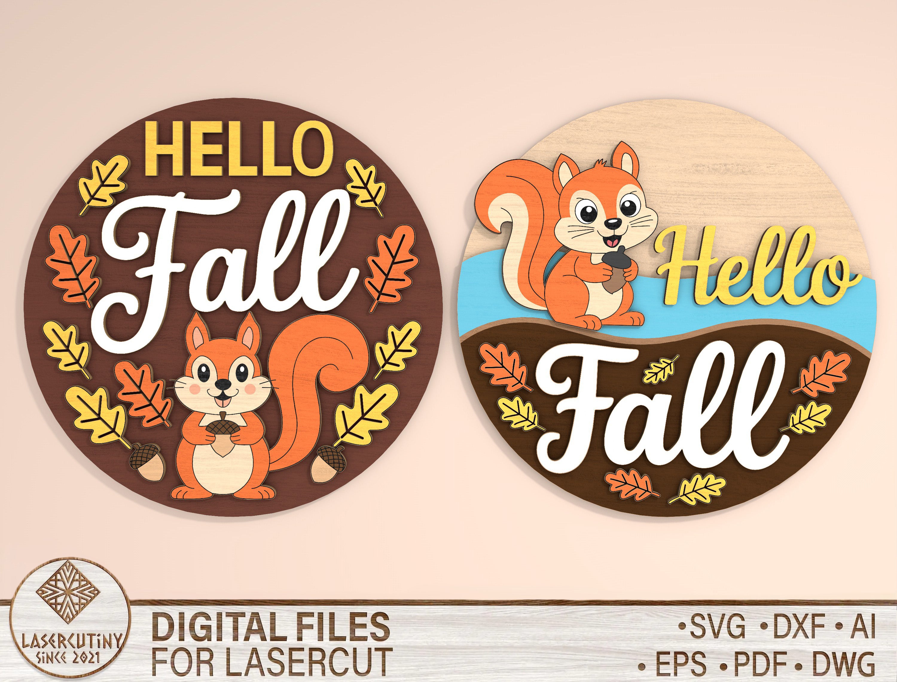 Squirrel Hello Fall SVG Set