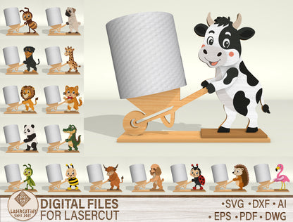 Animal Toilet Holder SVG Bundle for Glowforge, xTool, or LightBurn