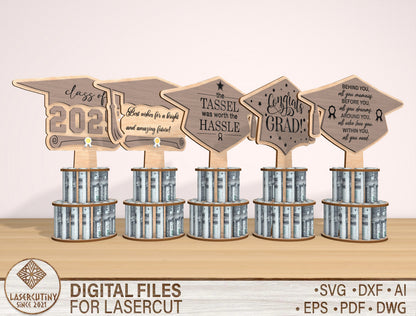Graduation Money Cake Topper SVG Laser Cut File for xTool and Glowforge