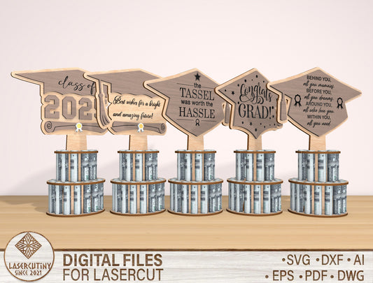 Graduation Money Cake Topper SVG Laser Cut File for xTool and Glowforge