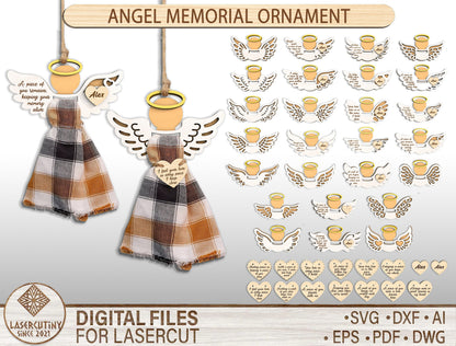 Personalized Angel Memorial Ornament SVG Bundle for Glowforge and xTool