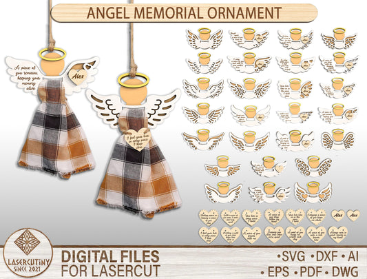 Personalized Angel Memorial Ornament SVG Bundle for Glowforge and xTool