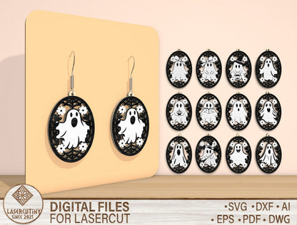 Halloween Ghost Earring SVG Bundle for Glowforge xTool LightBurn
