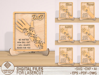 Dad Holding Hands Sign SVG for Glowforge and xTool