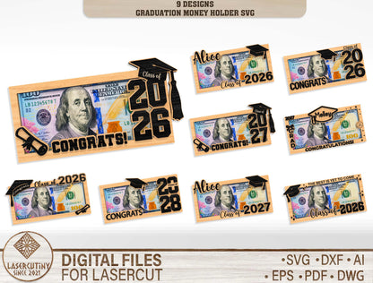 Graduation Money Holder SVG Bundle for Glowforge and xTool