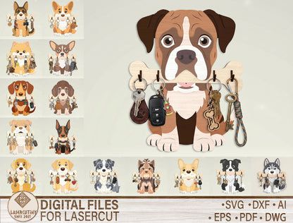 Personalized Dog Key Holder SVG Bundle for Glowforge and LightBurn