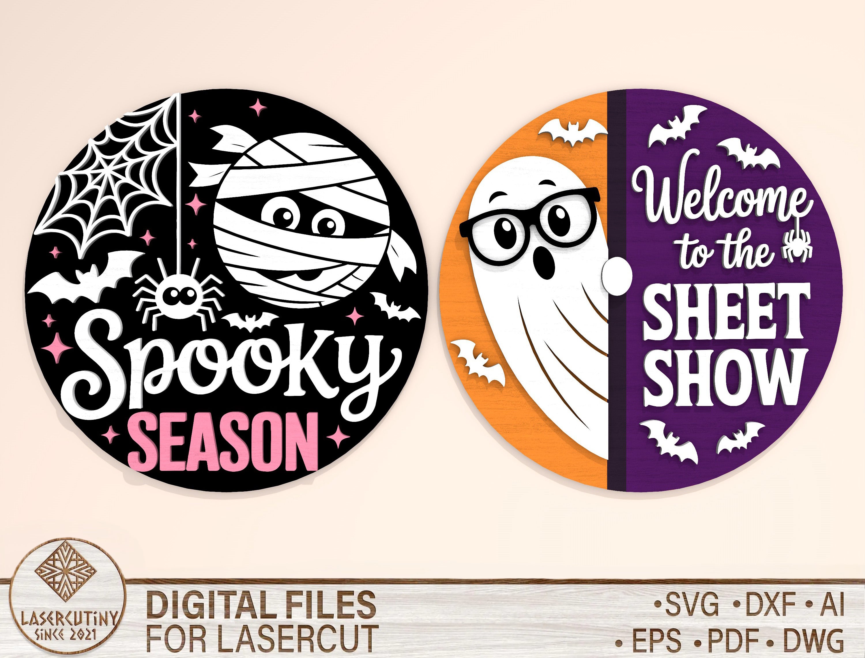 Spooky Season Ghost Door Hanger SVG Set 2 Designs