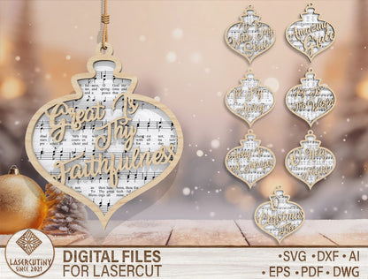 Christmas Hymn Ornament SVG Bundle Sheet Music Designs 1