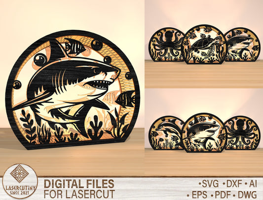Ocean Animal Lantern SVG Laser Cut File for xTool and LightBurn