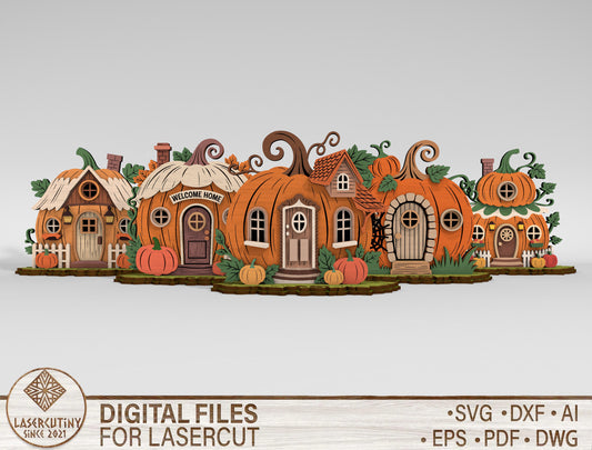 Pumpkin House Multilayer SVG for Glowforge xTool LightBurn