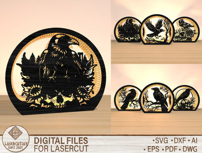 Raven Lantern Laser Cut File Bundle for Glowforge xTool LightBurn 6 Designs