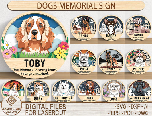 Dog Memorial Sign SVG Bundle for Glowforge, xTool, or LightBurn
