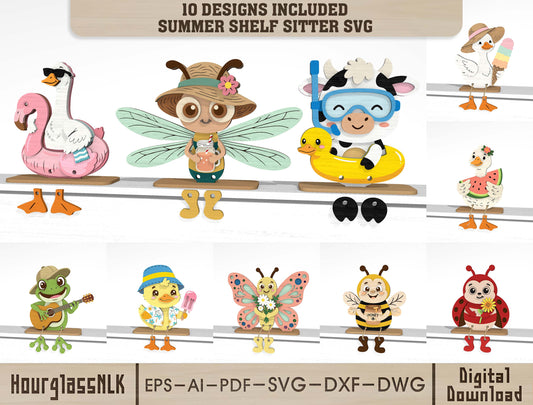 Summer Shelf Sitter SVG Bundle for Glowforge, xTool, or LightBurn