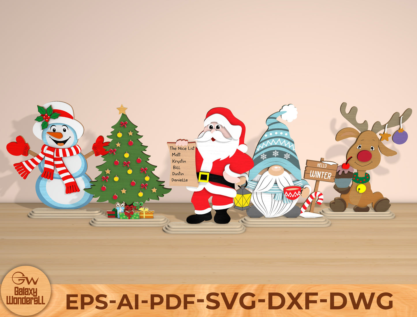 Christmas Character Tabletop Decor Laser Cut File | Ready to Cut | Glowforge, xTool, LightBurn, etc.