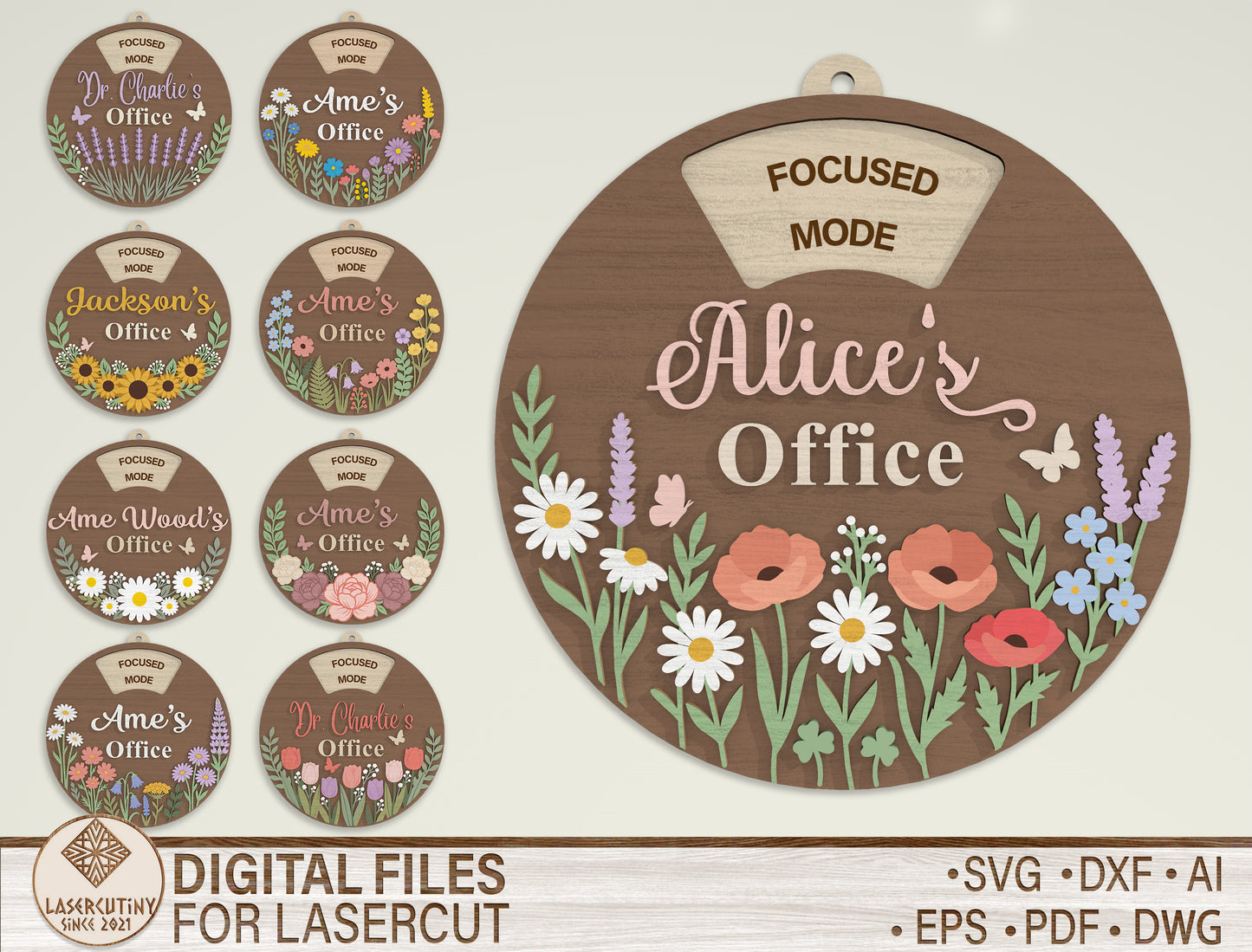 Personalized Office Door Sign SVG Bundle for Glowforge and LightBurn