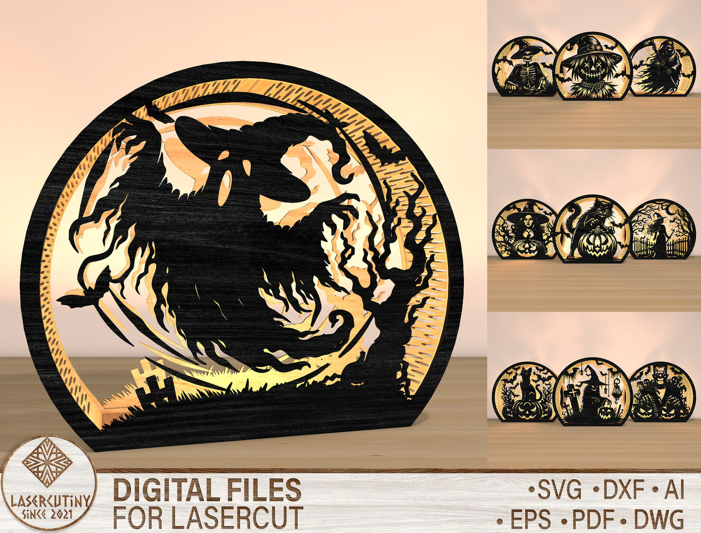 Halloween Horror Lantern SVG Bundle for Glowforge and LightBurn