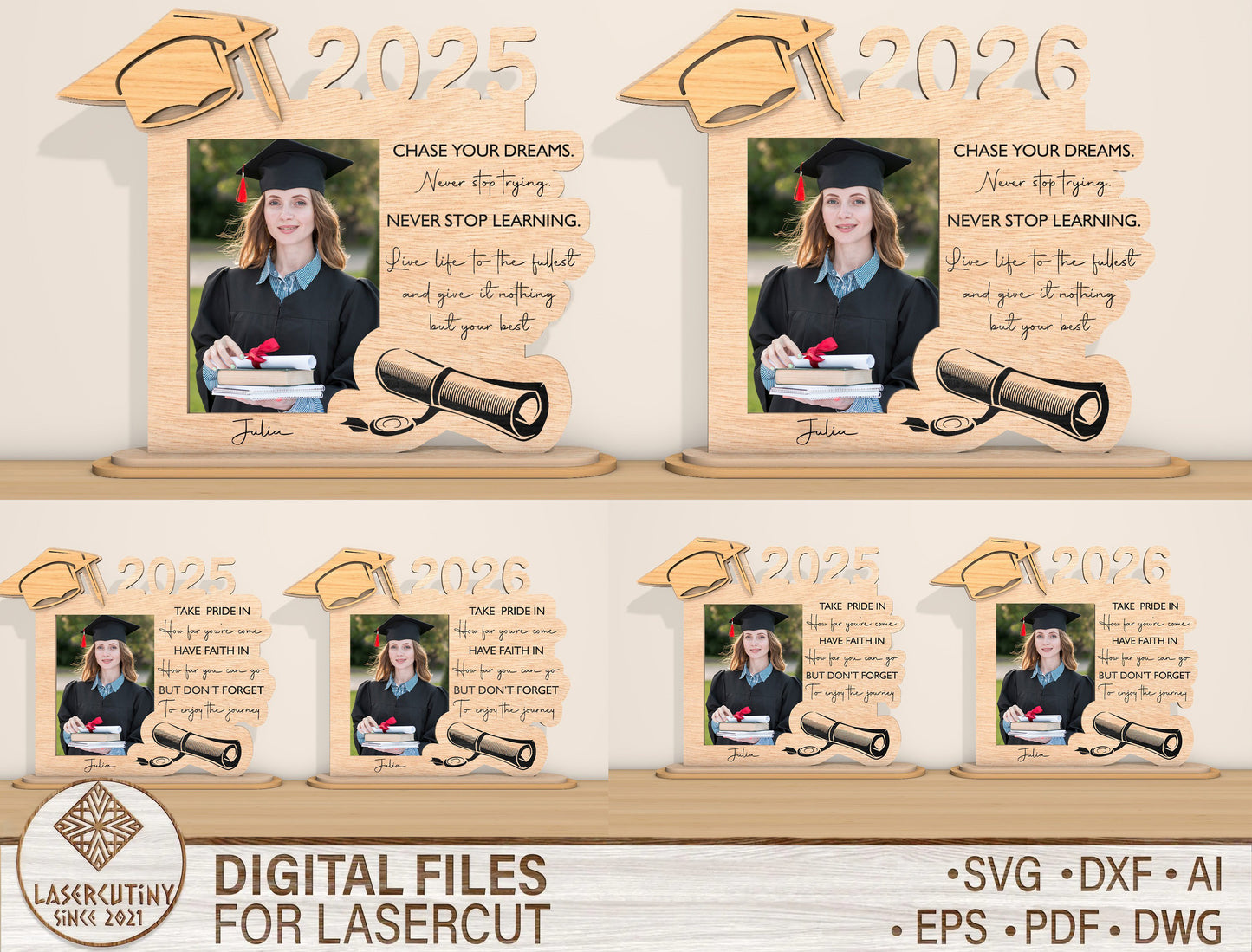 Graduation Photo Frame SVG Laser Cut File for Glowforge and xTool