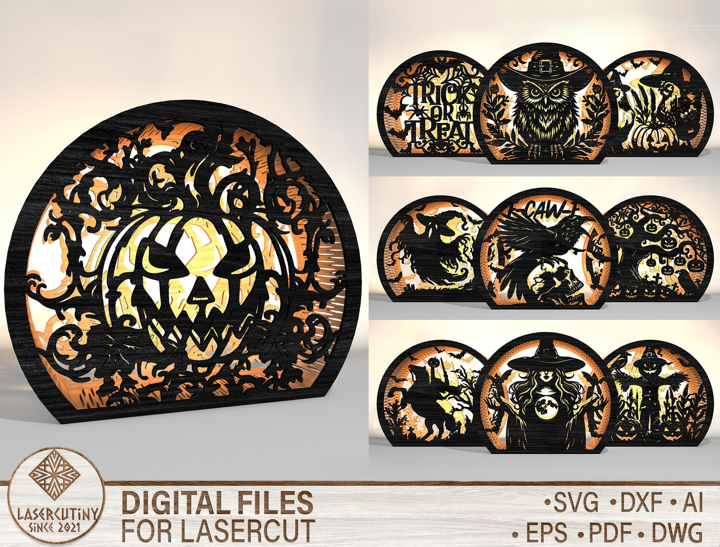 Spooky Halloween Lantern SVG Bundle 10 Designs for xTool Glowforge LightBurn