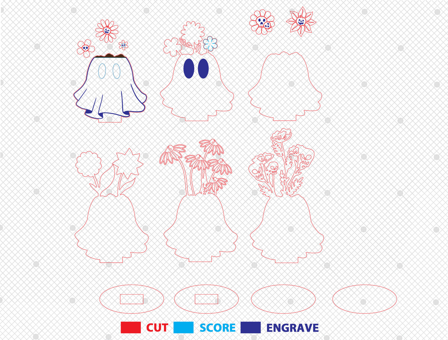 Halloween Ghost Plant Multilayer SVG Standing Shelf Sitter for LightBurn Glowforge xTool