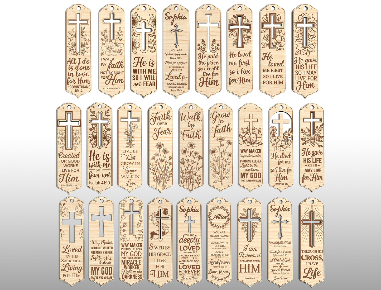Bible Bookmark Cross SVG 26 Designs Laser Cut for LightBurn and Glowforge