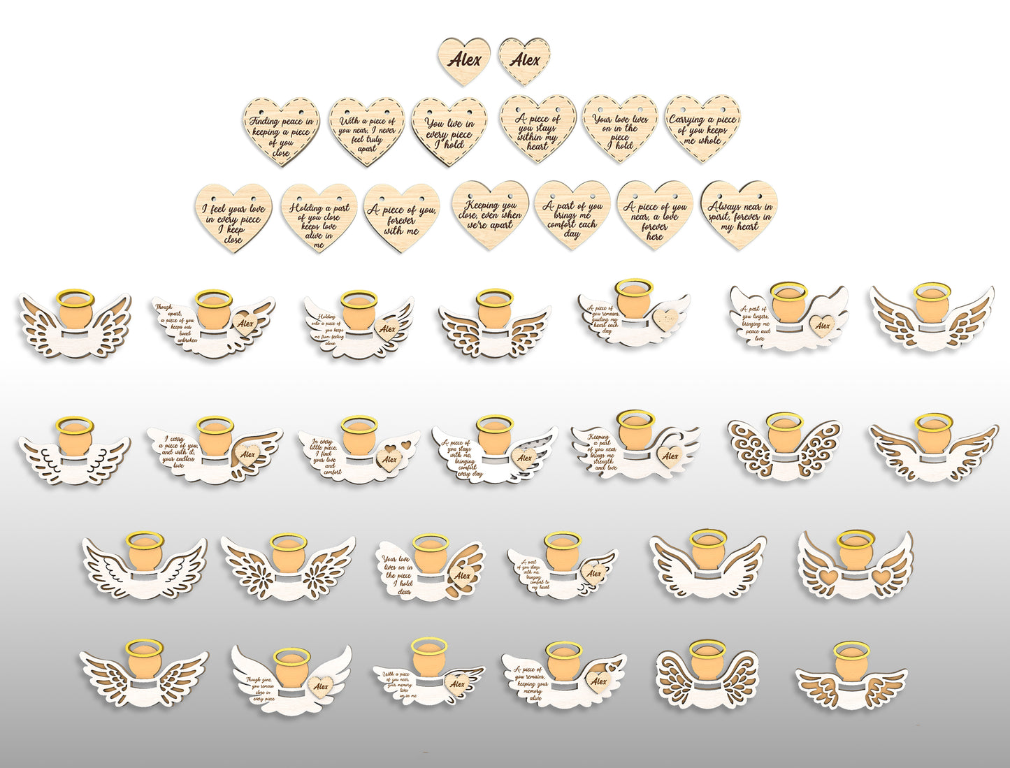 Personalized Angel Memorial Ornament SVG Bundle for Glowforge and xTool