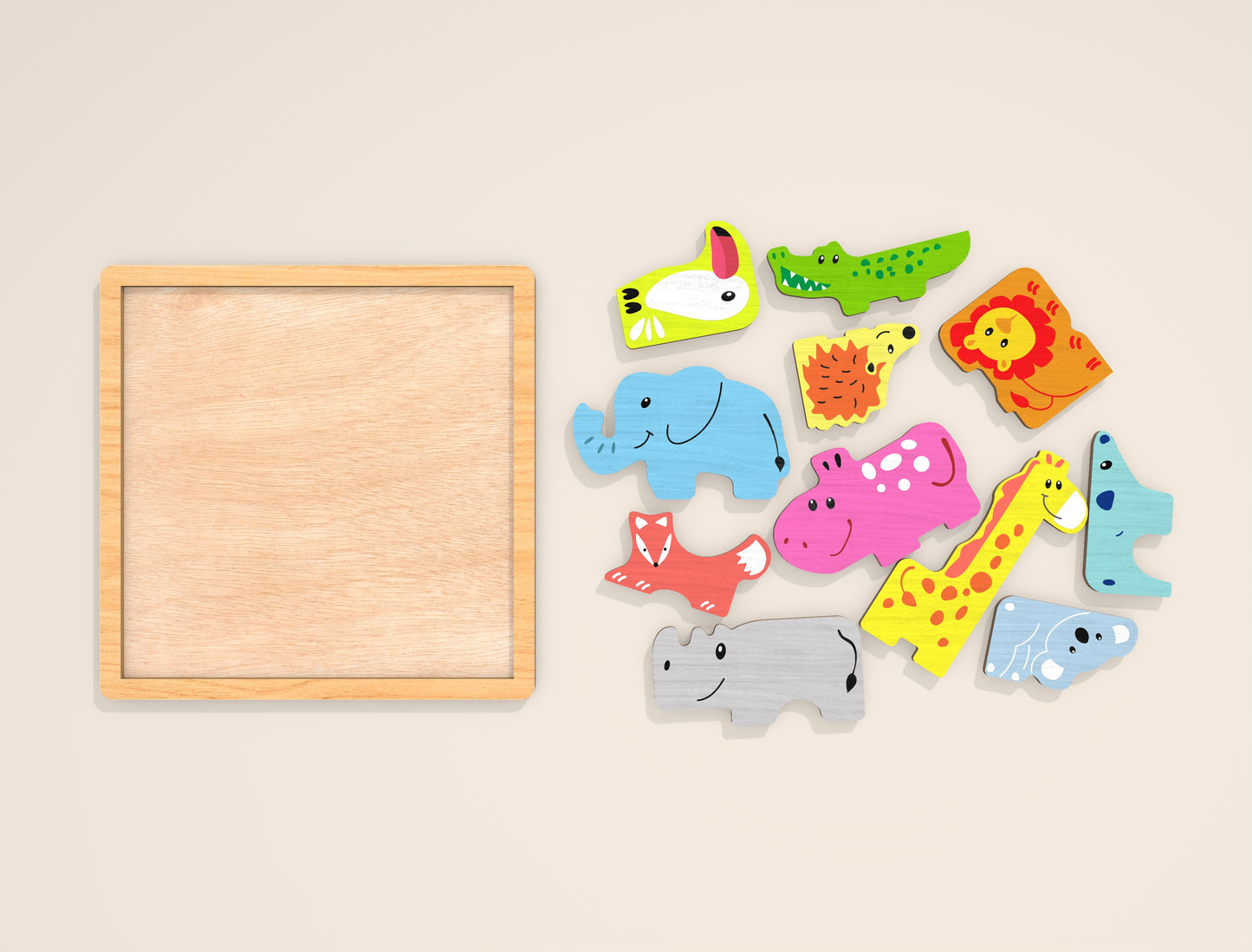 Animal Puzzle Board SVG Laser Cut File for LightBurn and Glowforge