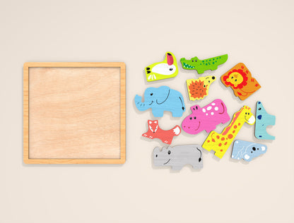 Animal Puzzle Board SVG Laser Cut File for LightBurn and Glowforge