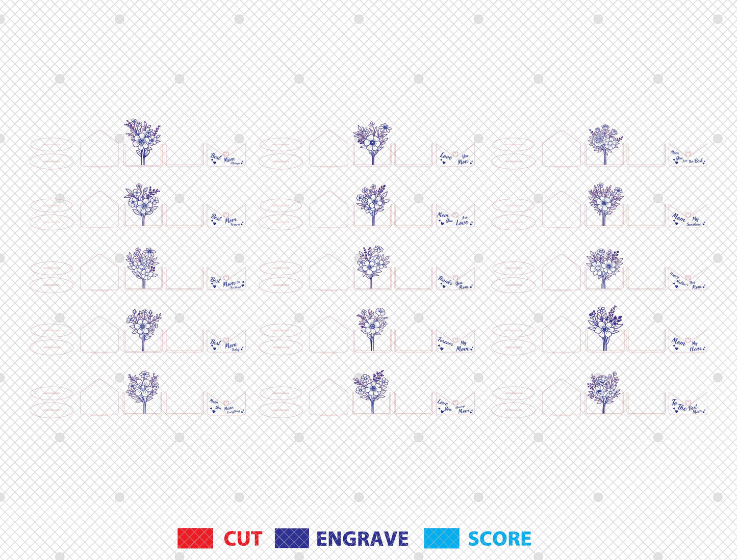 Floral Envelope Stand Sign SVG Bundle for Glowforge and xTool
