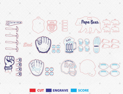 Personalized Dad Keychain SVG Bundle for Glowforge and LightBurn