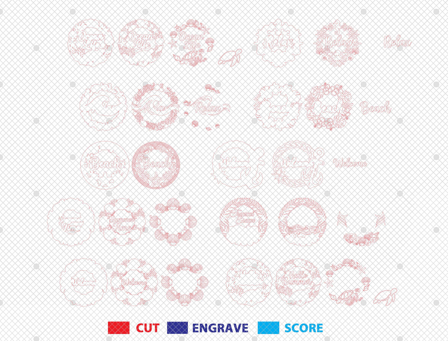 Beach Welcome Sign SVG Bundle with 10 Designs for xTool and Glowforge