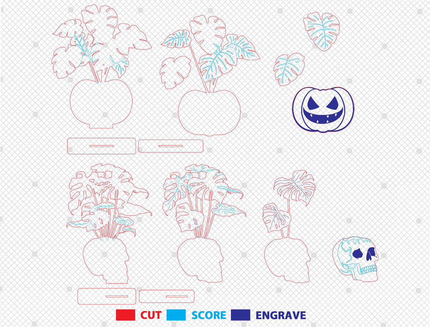 Halloween Plant Multilayer SVG Bundle for Glowforge xTool LightBurn 3 Designs