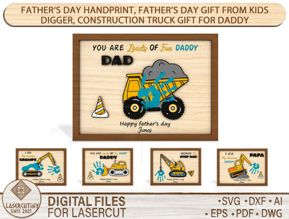 Construction Truck Handprint SVG Laser Cut File for Glowforge