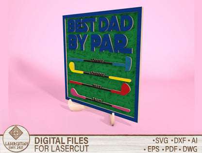 Personalized Golf Dad Sign SVG Laser Cut File for LightBurn and Glowforge