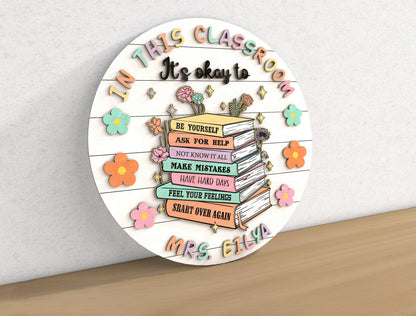 Personalized Book Classroom Door Sign SVG for Glowforge and LightBurn