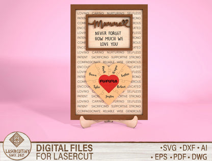 Personalized Mama Heart Sign SVG Custom Kids Name for xTool