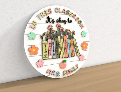 Personalized Book Classroom Door Sign SVG for Glowforge and LightBurn