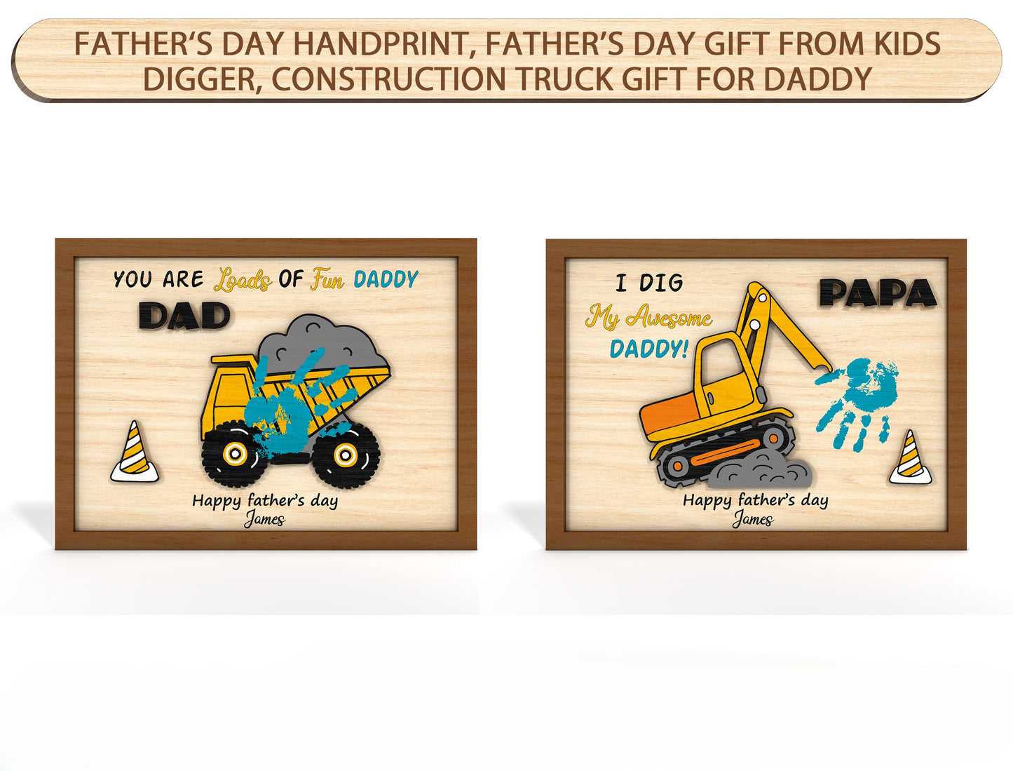 Construction Truck Handprint SVG Laser Cut File for Glowforge