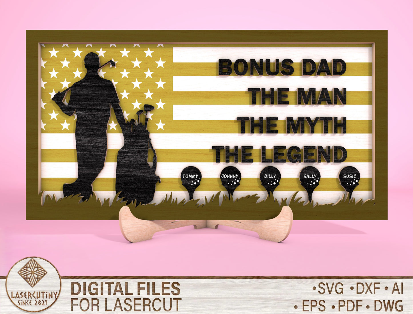 Personalized Papa Legend Golf Sign SVG Laser Cut File for Glowforge and LightBurn