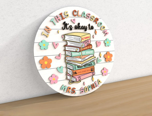 Personalized Book Classroom Door Sign SVG for Glowforge and LightBurn