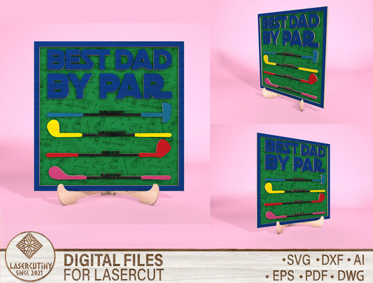 Personalized Golf Dad Sign SVG Laser Cut File for LightBurn and Glowforge
