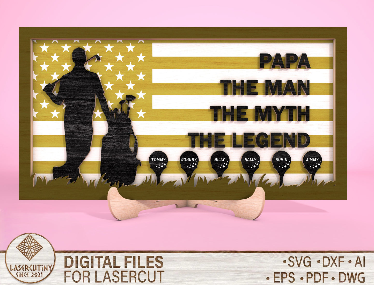 Personalized Papa Legend Golf Sign SVG Laser Cut File for Glowforge and LightBurn