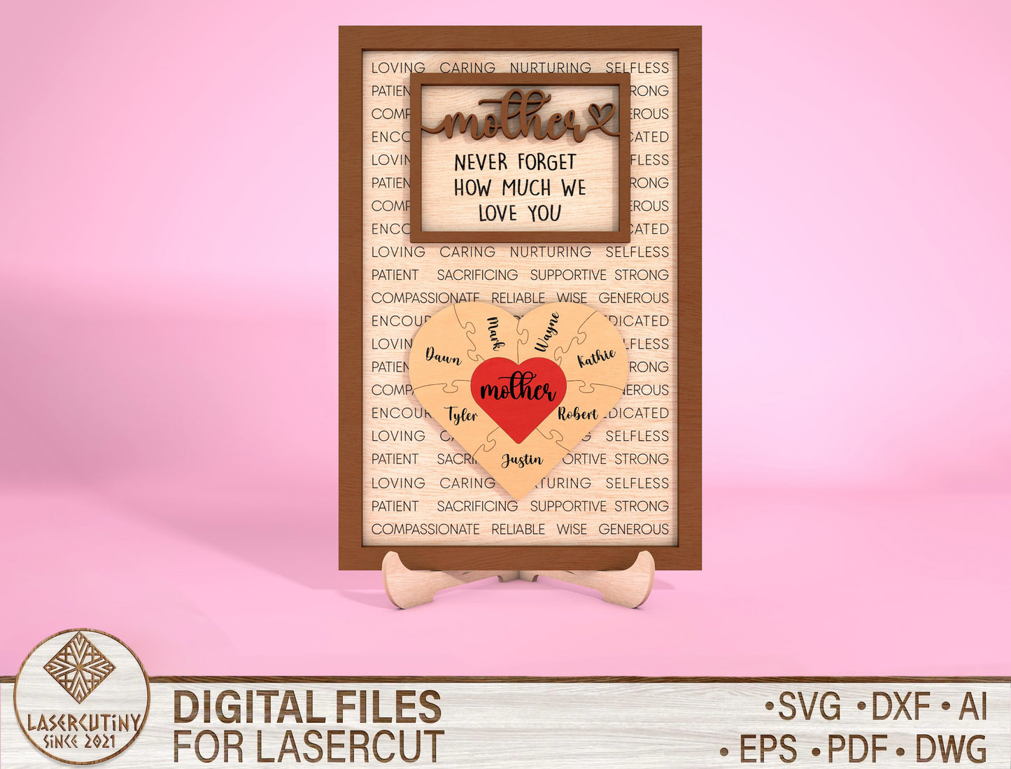 Personalized Mama Heart Sign SVG Custom Kids Name for xTool